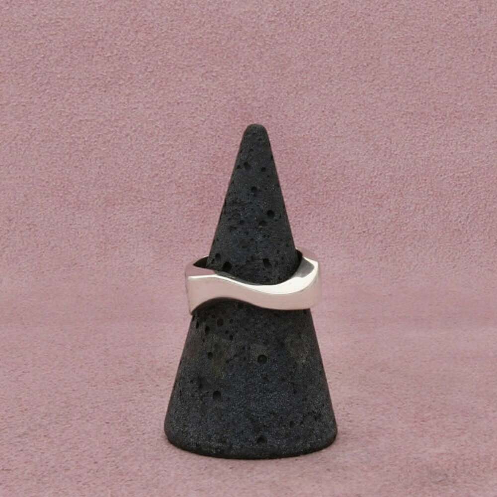Mexico Sterling Silver Vintage Modernist Wavy Wave Contoured Band Ring Size 6